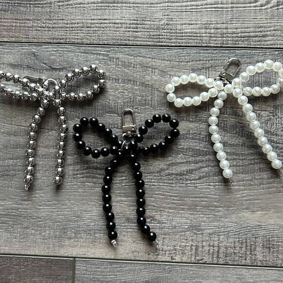 Beaded Bow Purse Charm Chrome - Picture 2 of 2